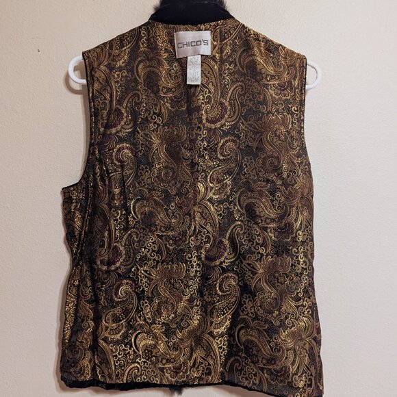 Chico's Quilted Velvet Vest  Reversable  Size Medium - Picture 5 of 7